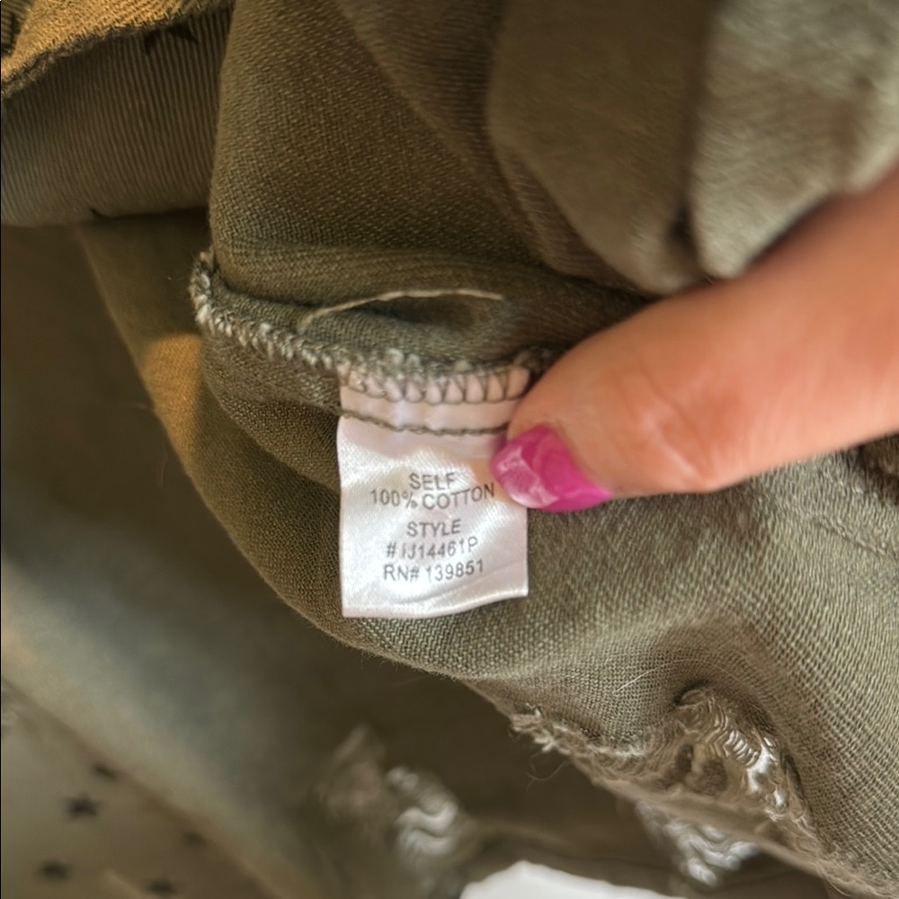 Jean-like Olive Star Patterned Jacket - Picture 6 of 7